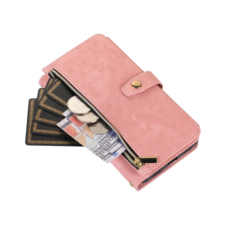 For Google Pixel 7a Dream 9-Card Wallet Zipper Bag Leather Phone Case(Pink) - Google Cases by PMC TechLife | Online Shopping South Africa | PMC TechLife | Buy Now Pay Later Mobicred