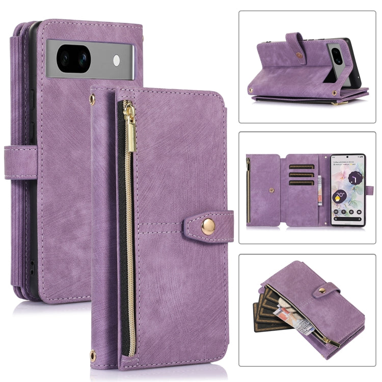For Google Pixel 7a Dream 9-Card Wallet Zipper Bag Leather Phone Case(Purple) - Google Cases by PMC TechLife | Online Shopping South Africa | PMC TechLife | Buy Now Pay Later Mobicred