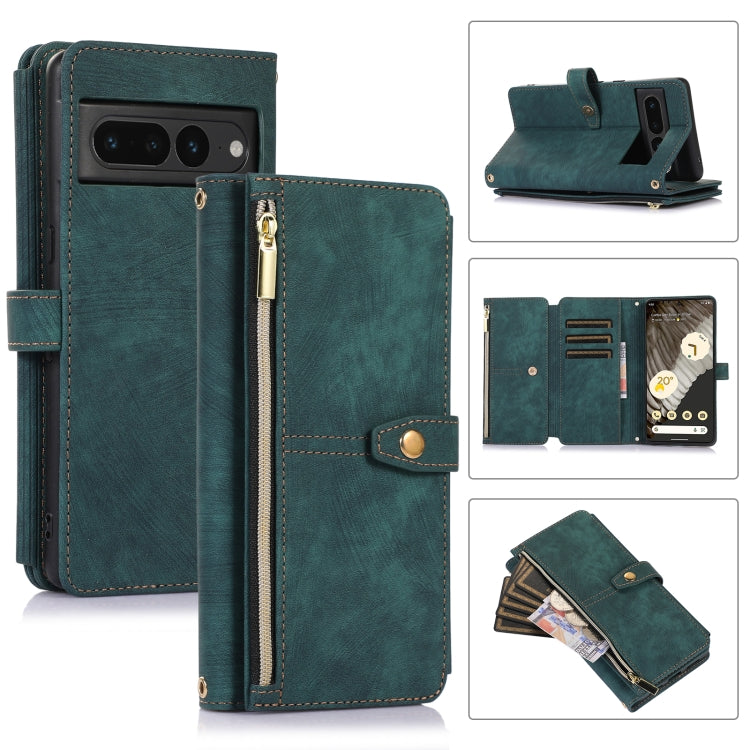 For Google Pixel 7 Pro Dream 9-Card Wallet Zipper Bag Leather Phone Case(Green) - Google Cases by PMC TechLife | Online Shopping South Africa | PMC TechLife | Buy Now Pay Later Mobicred