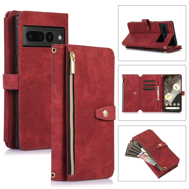 For Google Pixel 7 Pro Dream 9-Card Wallet Zipper Bag Leather Phone Case(Red) - Google Cases by PMC TechLife | Online Shopping South Africa | PMC TechLife | Buy Now Pay Later Mobicred
