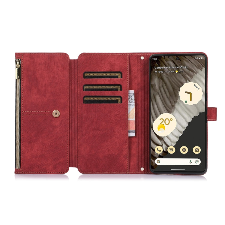 For Google Pixel 7 Pro Dream 9-Card Wallet Zipper Bag Leather Phone Case(Red) - Google Cases by PMC TechLife | Online Shopping South Africa | PMC TechLife | Buy Now Pay Later Mobicred