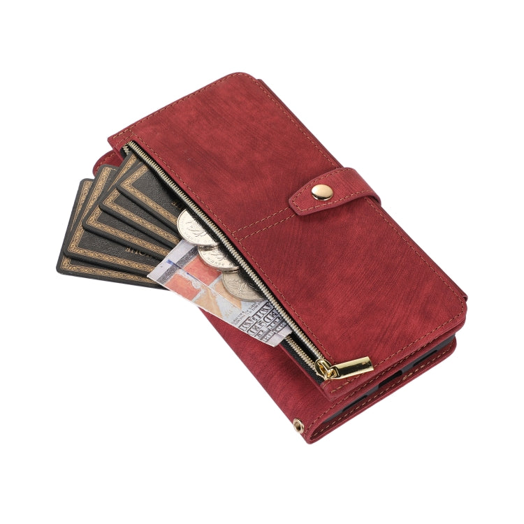 For Google Pixel 7 Pro Dream 9-Card Wallet Zipper Bag Leather Phone Case(Red) - Google Cases by PMC TechLife | Online Shopping South Africa | PMC TechLife | Buy Now Pay Later Mobicred