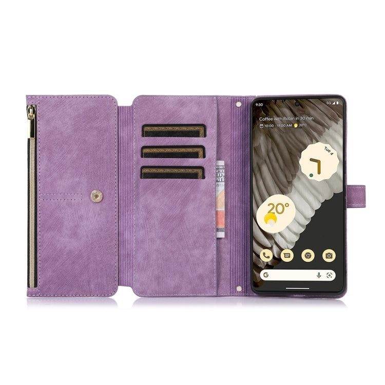 For Google Pixel 7 Pro Dream 9-Card Wallet Zipper Bag Leather Phone Case(Purple) - Google Cases by PMC TechLife | Online Shopping South Africa | PMC TechLife | Buy Now Pay Later Mobicred