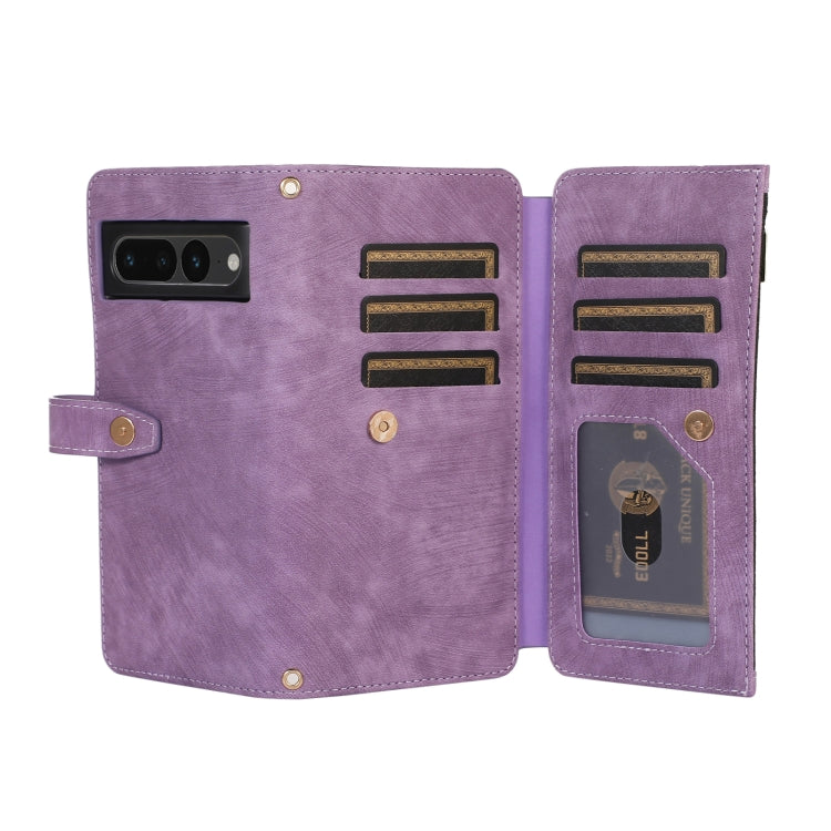 For Google Pixel 7 Pro Dream 9-Card Wallet Zipper Bag Leather Phone Case(Purple) - Google Cases by PMC TechLife | Online Shopping South Africa | PMC TechLife | Buy Now Pay Later Mobicred