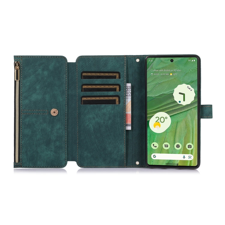 For Google Pixel 7 Dream 9-Card Wallet Zipper Bag Leather Phone Case(Green) - Google Cases by PMC TechLife | Online Shopping South Africa | PMC TechLife | Buy Now Pay Later Mobicred