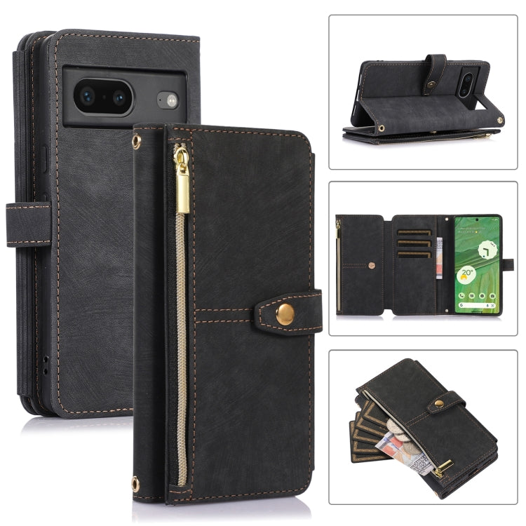 For Google Pixel 7 Dream 9-Card Wallet Zipper Bag Leather Phone Case(Black) - Google Cases by PMC TechLife | Online Shopping South Africa | PMC TechLife | Buy Now Pay Later Mobicred