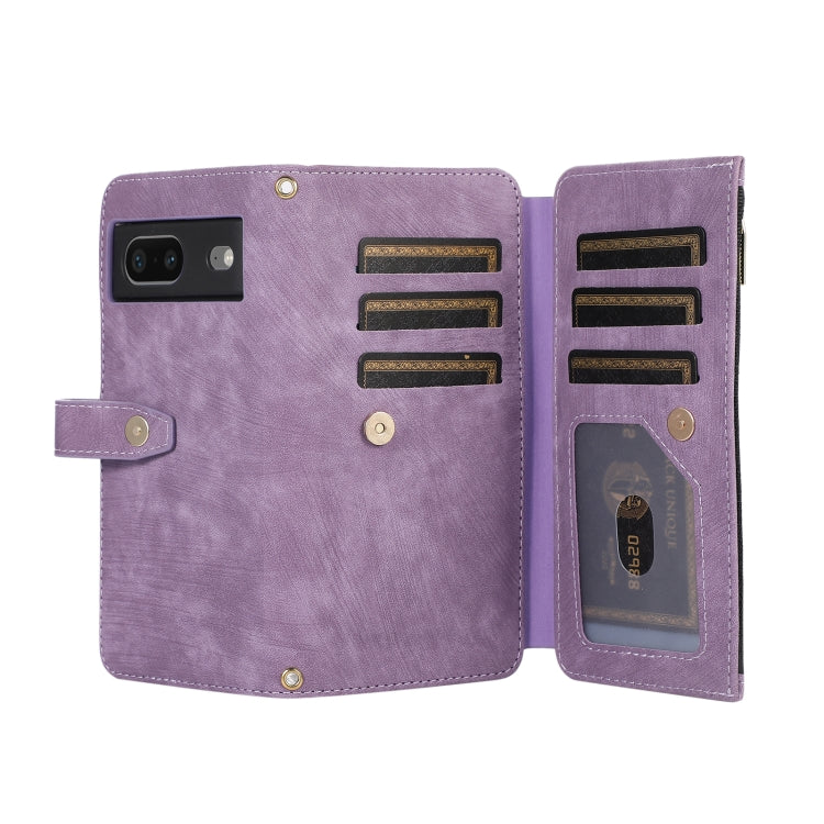 For Google Pixel 7 Dream 9-Card Wallet Zipper Bag Leather Phone Case(Purple) - Google Cases by PMC TechLife | Online Shopping South Africa | PMC TechLife | Buy Now Pay Later Mobicred