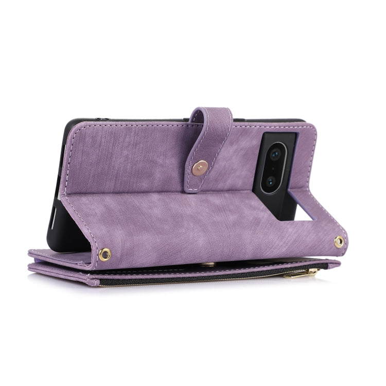 For Google Pixel 7 Dream 9-Card Wallet Zipper Bag Leather Phone Case(Purple) - Google Cases by PMC TechLife | Online Shopping South Africa | PMC TechLife | Buy Now Pay Later Mobicred
