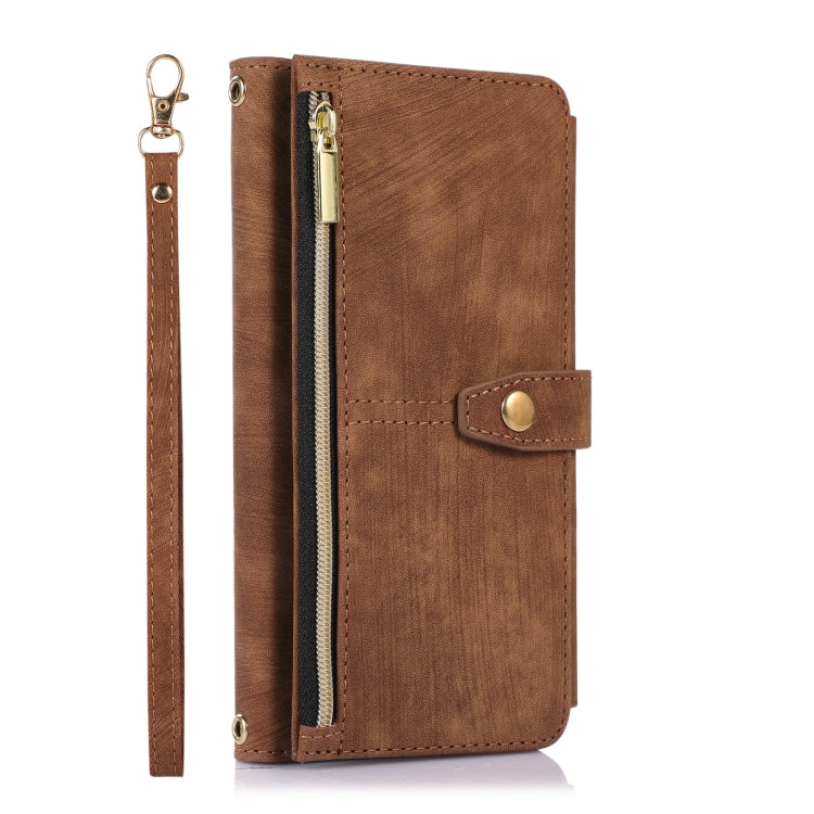 For Google Pixel 6a Dream 9-Card Wallet Zipper Bag Leather Phone Case(Brown) - Google Cases by PMC TechLife | Online Shopping South Africa | PMC TechLife | Buy Now Pay Later Mobicred