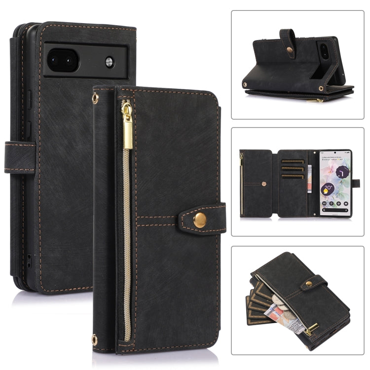 For Google Pixel 6a Dream 9-Card Wallet Zipper Bag Leather Phone Case(Black) - Google Cases by PMC TechLife | Online Shopping South Africa | PMC TechLife | Buy Now Pay Later Mobicred