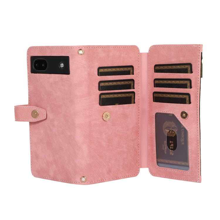 For Google Pixel 6a Dream 9-Card Wallet Zipper Bag Leather Phone Case(Pink) - Google Cases by PMC TechLife | Online Shopping South Africa | PMC TechLife | Buy Now Pay Later Mobicred