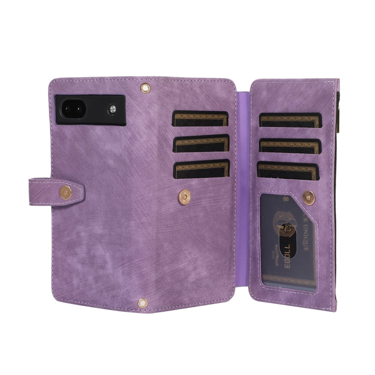 For Google Pixel 6a Dream 9-Card Wallet Zipper Bag Leather Phone Case(Purple) - Google Cases by PMC TechLife | Online Shopping South Africa | PMC TechLife | Buy Now Pay Later Mobicred