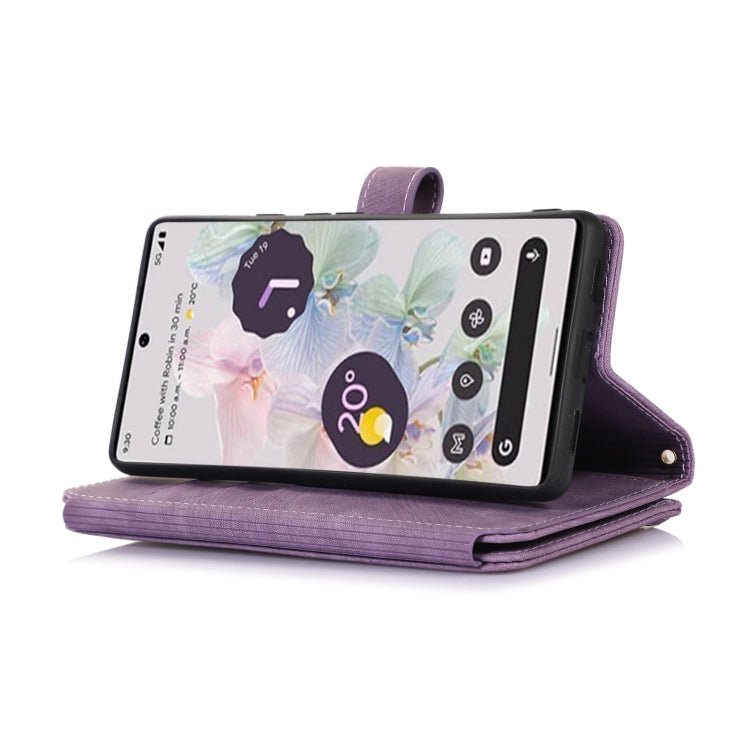 For Google Pixel 6a Dream 9-Card Wallet Zipper Bag Leather Phone Case(Purple) - Google Cases by PMC TechLife | Online Shopping South Africa | PMC TechLife | Buy Now Pay Later Mobicred