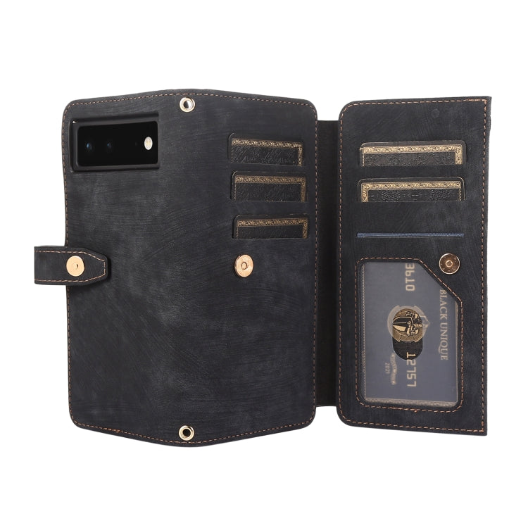 For Google Pixel 6 Dream 9-Card Wallet Zipper Bag Leather Phone Case(Black) - Google Cases by PMC TechLife | Online Shopping South Africa | PMC TechLife | Buy Now Pay Later Mobicred