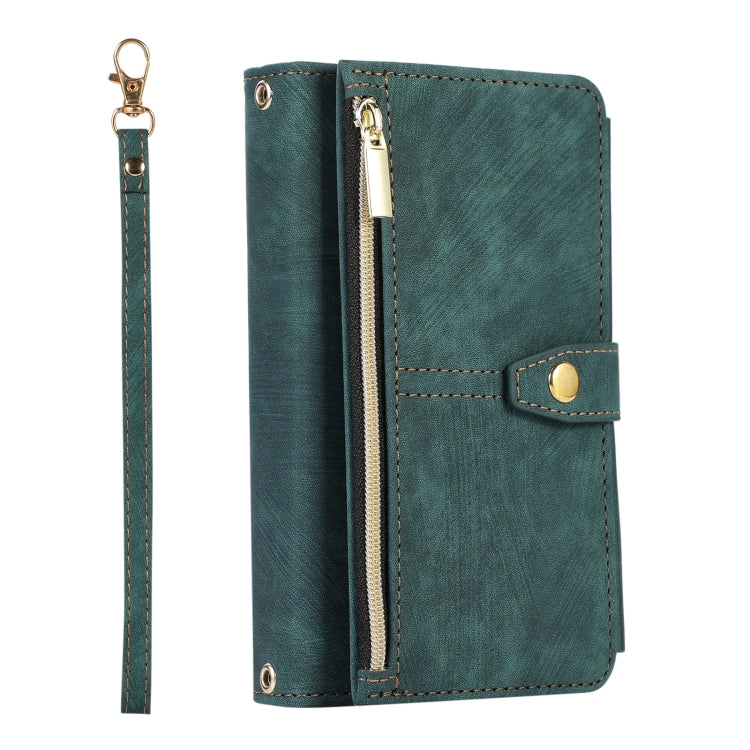 For Google Pixel Fold Dream 9-Card Wallet Zipper Bag Leather Phone Case(Green) - Google Cases by PMC TechLife | Online Shopping South Africa | PMC TechLife | Buy Now Pay Later Mobicred