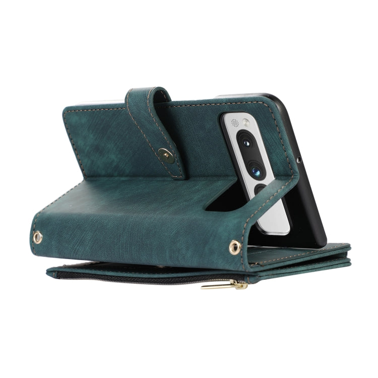 For Google Pixel Fold Dream 9-Card Wallet Zipper Bag Leather Phone Case(Green) - Google Cases by PMC TechLife | Online Shopping South Africa | PMC TechLife | Buy Now Pay Later Mobicred