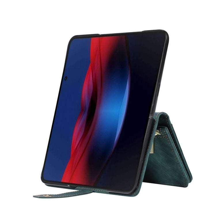 For Google Pixel Fold Dream 9-Card Wallet Zipper Bag Leather Phone Case(Green) - Google Cases by PMC TechLife | Online Shopping South Africa | PMC TechLife | Buy Now Pay Later Mobicred