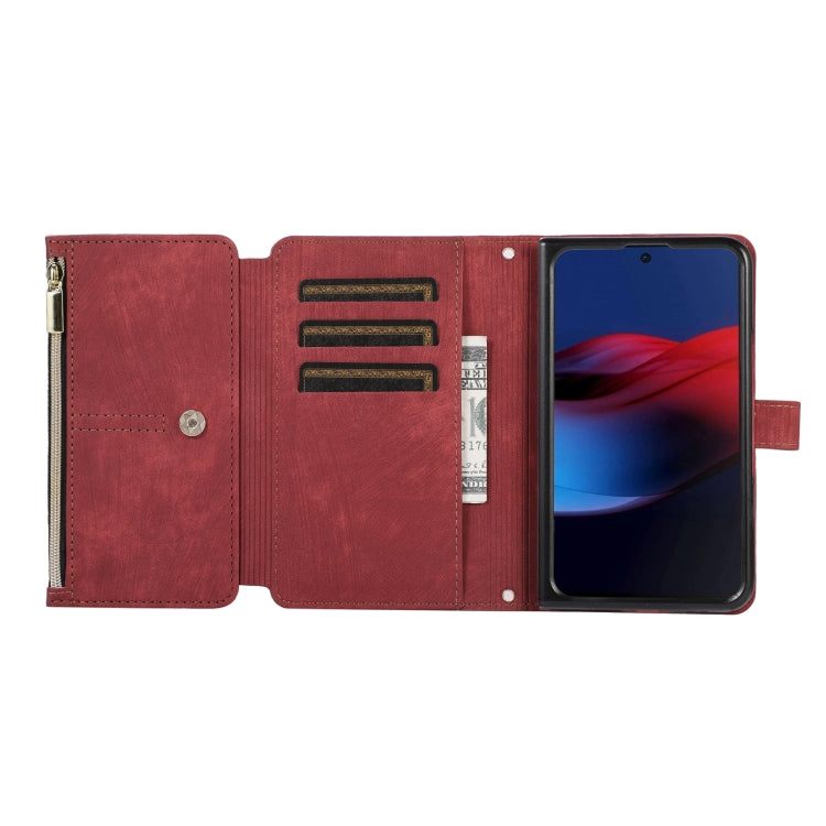 For Google Pixel Fold Dream 9-Card Wallet Zipper Bag Leather Phone Case(Red) - Google Cases by PMC TechLife | Online Shopping South Africa | PMC TechLife | Buy Now Pay Later Mobicred