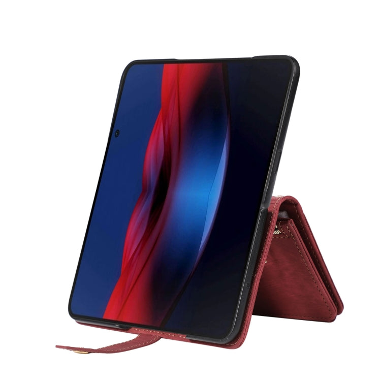 For Google Pixel Fold Dream 9-Card Wallet Zipper Bag Leather Phone Case(Red) - Google Cases by PMC TechLife | Online Shopping South Africa | PMC TechLife | Buy Now Pay Later Mobicred