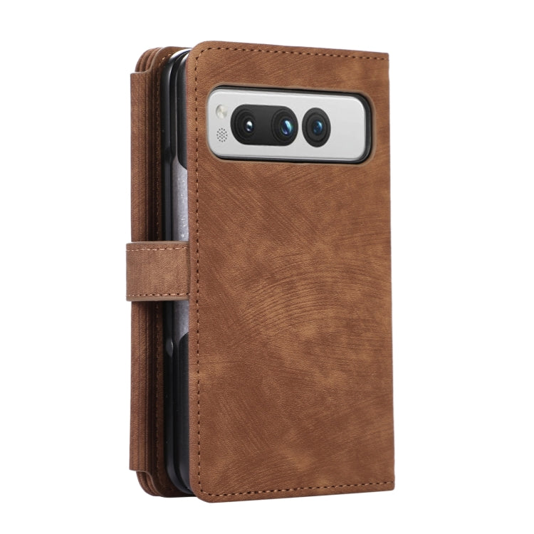 For Google Pixel Fold Dream 9-Card Wallet Zipper Bag Leather Phone Case(Brown) - Google Cases by PMC TechLife | Online Shopping South Africa | PMC TechLife | Buy Now Pay Later Mobicred