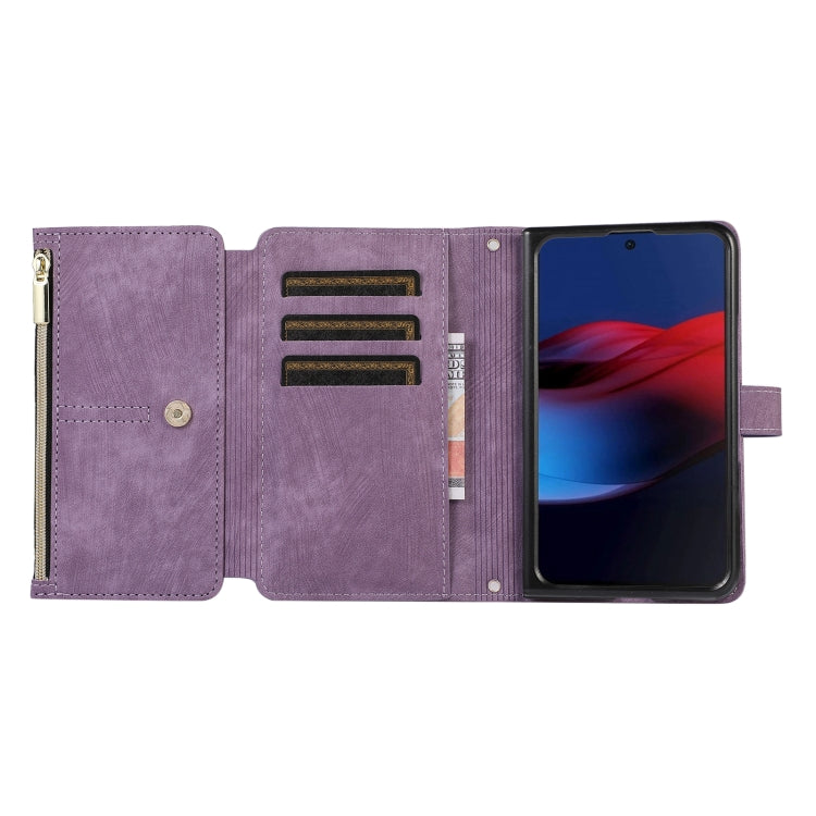 For Google Pixel Fold Dream 9-Card Wallet Zipper Bag Leather Phone Case(Purple) - Google Cases by PMC TechLife | Online Shopping South Africa | PMC TechLife | Buy Now Pay Later Mobicred