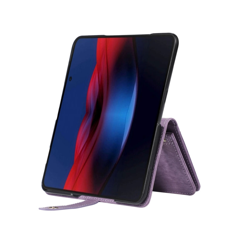 For Google Pixel Fold Dream 9-Card Wallet Zipper Bag Leather Phone Case(Purple) - Google Cases by PMC TechLife | Online Shopping South Africa | PMC TechLife | Buy Now Pay Later Mobicred