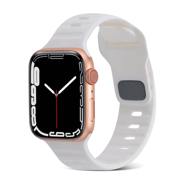 For Apple Watch Ultra 49mm Square Buckle Stripes Silicone Watch Band(White) - Watch Bands by PMC TechLife | Online Shopping South Africa | PMC TechLife