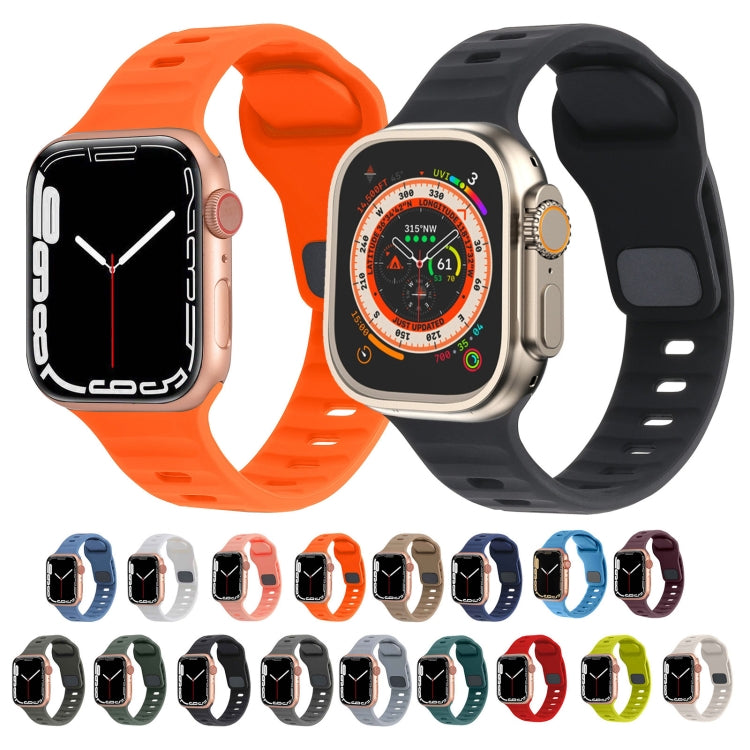 For Apple Watch Ultra 49mm Square Buckle Stripes Silicone Watch Band(Dark Green) - Watch Bands by PMC TechLife | Online Shopping South Africa | PMC TechLife