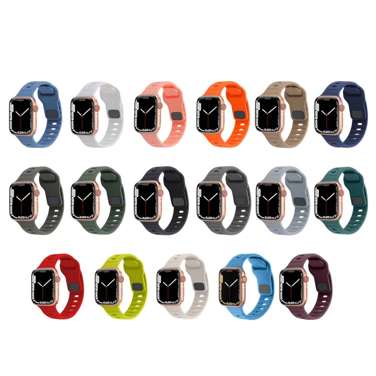 For Apple Watch Ultra 49mm Square Buckle Stripes Silicone Watch Band(Red) - Watch Bands by PMC TechLife | Online Shopping South Africa | PMC TechLife
