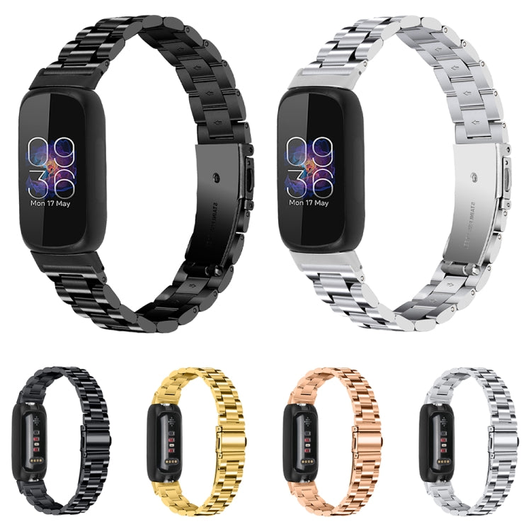 For Fitbit Inspire 3 Three Bead Flat Buckle Stainless Steel Watch Band(Gold) - free shipping - PMC TechLife - Order now!