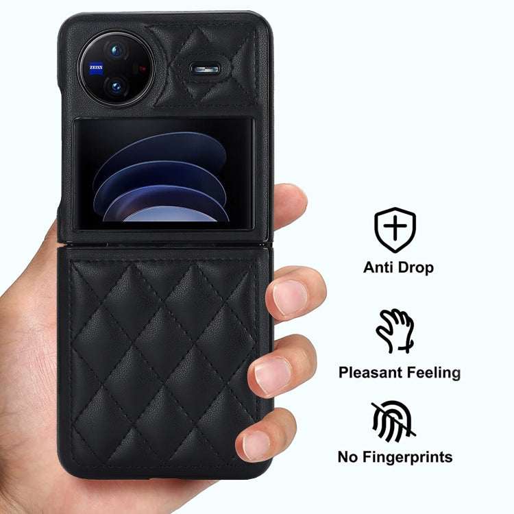 For vivo X Flip Rhombic Microfiber Folding Phone Case(Black) - free shipping - PMC TechLife - Order now!