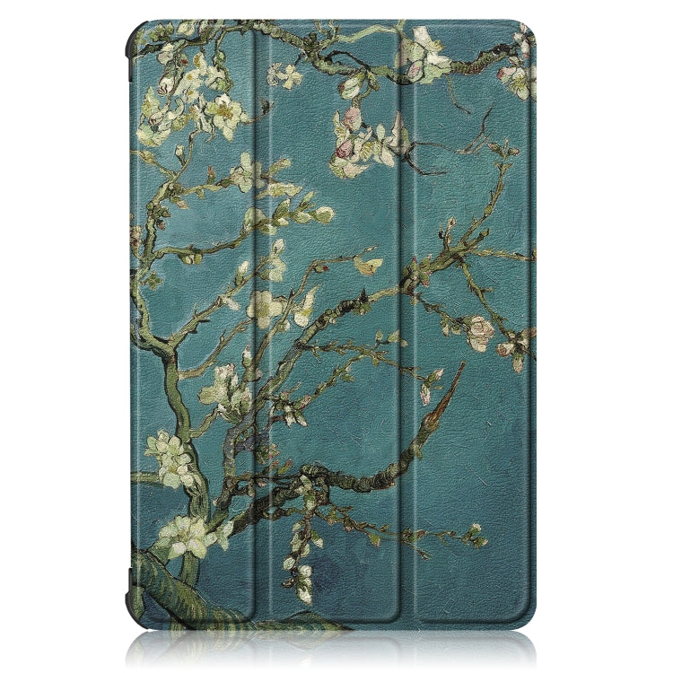 For Honor Pad 7 10.1inch/X8/X8 Lite Custer Painted Painted 3-folding Holder Tablet PC Leather Case(Apricot Blossom) - Honor by PMC TechLife | Online Shopping South Africa | PMC TechLife | Buy Now Pay Later Mobicred