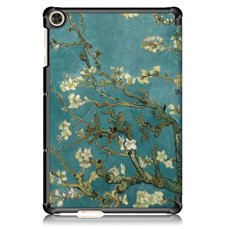 For Honor Pad 7 10.1inch/X8/X8 Lite Custer Painted Painted 3-folding Holder Tablet PC Leather Case(Apricot Blossom) - Honor by PMC TechLife | Online Shopping South Africa | PMC TechLife | Buy Now Pay Later Mobicred