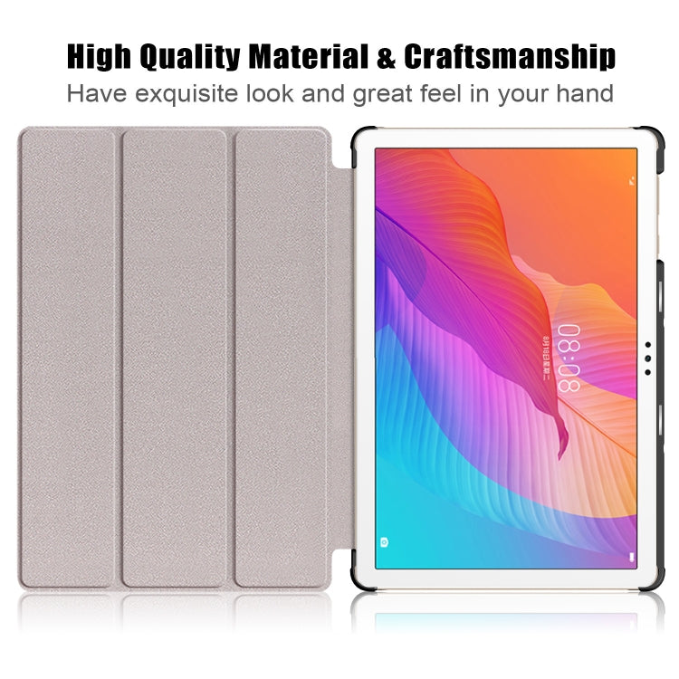 For Honor Pad 7 10.1inch/X8/X8 Lite Custer Painted Painted 3-folding Holder Tablet PC Leather Case(Apricot Blossom) - Honor by PMC TechLife | Online Shopping South Africa | PMC TechLife | Buy Now Pay Later Mobicred