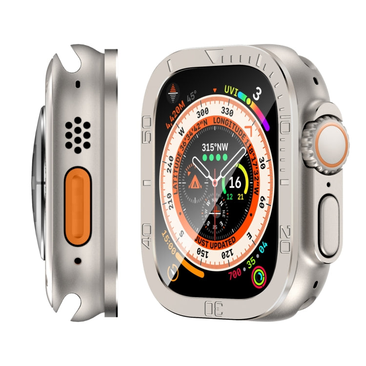 For Apple Watch Ultra 49mm Number Ring Metal Frame Integrated Tempered Film(Original Color) - Screen Protector by PMC TechLife | Online Shopping South Africa | PMC TechLife | Buy Now Pay Later Mobicred