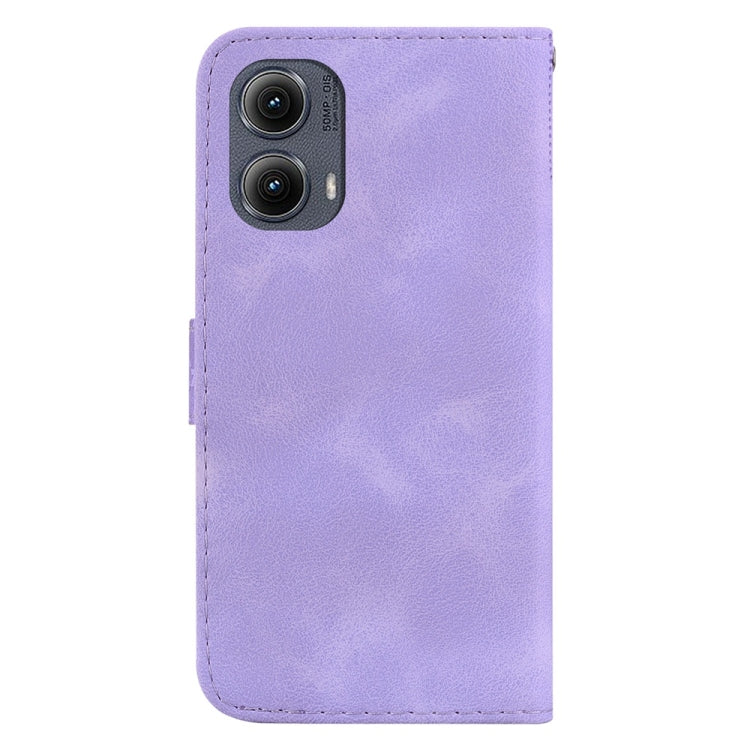 For Motorola Edge 2024 Seven-shaped Embossed Leather Phone Case(Purple) - Motorola Cases by PMC Jewellery | Online Shopping South Africa | PMC Jewellery | Buy Now Pay Later Mobicred