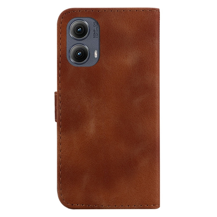 For Motorola Edge 2024 Seven-shaped Embossed Leather Phone Case(Brown) - Motorola Cases by PMC Jewellery | Online Shopping South Africa | PMC Jewellery | Buy Now Pay Later Mobicred