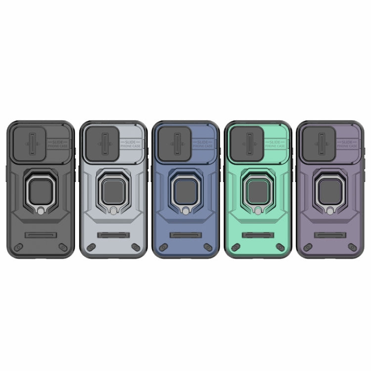 For iPhone 15 Pro Sliding Camshield TPU + PC Shockproof Phone Case with Holder(Black) - iPhone 15 Pro Cases by PMC TechLife | Online Shopping South Africa | PMC TechLife | Buy Now Pay Later Mobicred