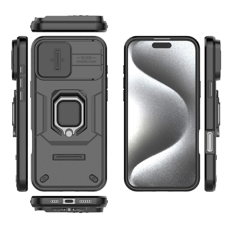 For iPhone 16 Pro Max Sliding Camshield TPU + PC Shockproof Phone Case with Holder(Black) - iPhone 16 Pro Max Cases by PMC TechLife | Online Shopping South Africa | PMC TechLife | Buy Now Pay Later Mobicred