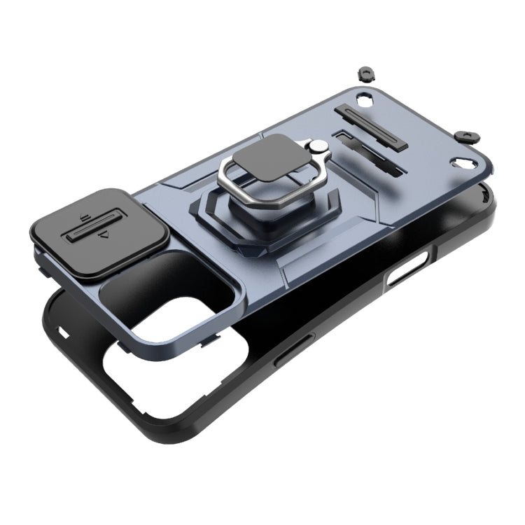 For iPhone 16 Pro Max Sliding Camshield TPU + PC Shockproof Phone Case with Holder(Black) - iPhone 16 Pro Max Cases by PMC TechLife | Online Shopping South Africa | PMC TechLife | Buy Now Pay Later Mobicred