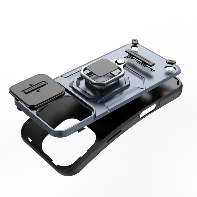 For iPhone 16 Pro Sliding Camshield TPU + PC Shockproof Phone Case with Holder(Grey) - iPhone 16 Pro Cases by PMC TechLife | Online Shopping South Africa | PMC TechLife | Buy Now Pay Later Mobicred