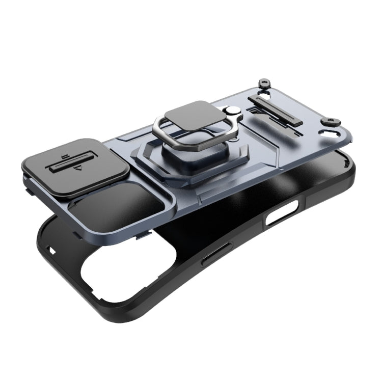 For iPhone 16 Sliding Camshield TPU + PC Shockproof Phone Case with Holder(Purple) - iPhone 16 Cases by PMC TechLife | Online Shopping South Africa | PMC TechLife | Buy Now Pay Later Mobicred