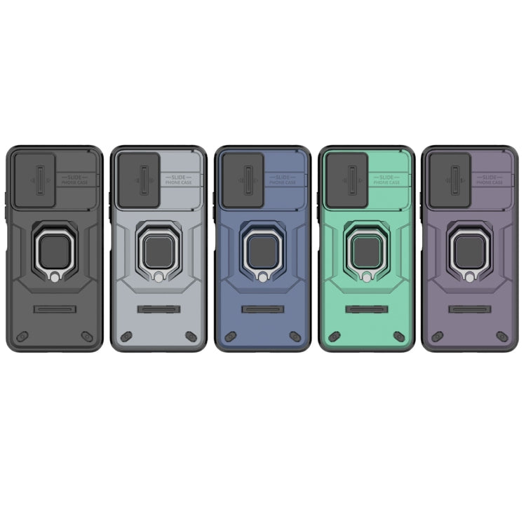 For Xiaomi Redmi Note 12 5G Global Sliding Camshield TPU + PC Shockproof Phone Case with Holder(Grey) - Xiaomi Cases by PMC TechLife | Online Shopping South Africa | PMC TechLife | Buy Now Pay Later Mobicred