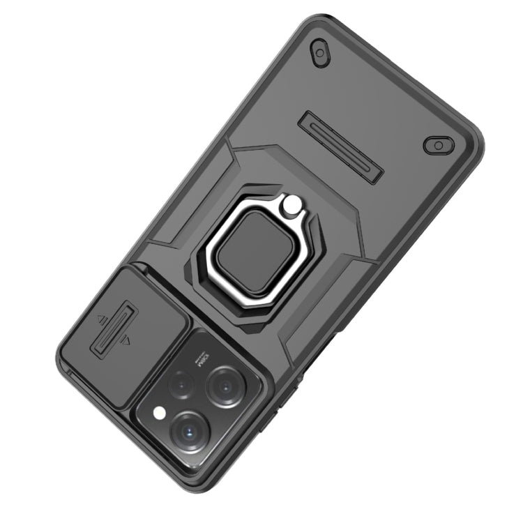 For Xiaomi Redmi Note 12 Pro 5G Global Sliding Camshield TPU + PC Shockproof Phone Case with Holder(Grey) - Xiaomi Cases by PMC TechLife | Online Shopping South Africa | PMC TechLife | Buy Now Pay Later Mobicred