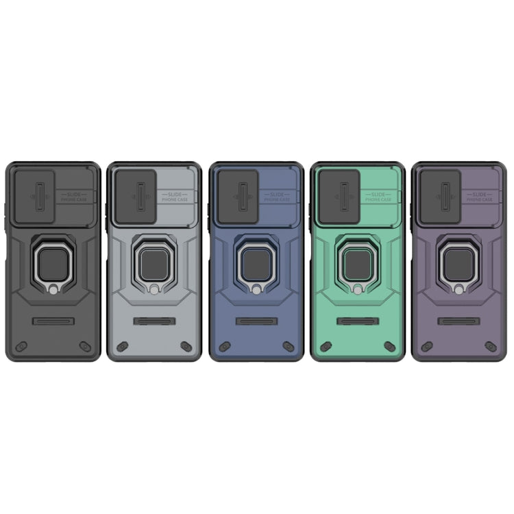 For Xiaomi Redmi Note 12 Pro 5G Global Sliding Camshield TPU + PC Shockproof Phone Case with Holder(Green) - Xiaomi Cases by PMC TechLife | Online Shopping South Africa | PMC TechLife | Buy Now Pay Later Mobicred