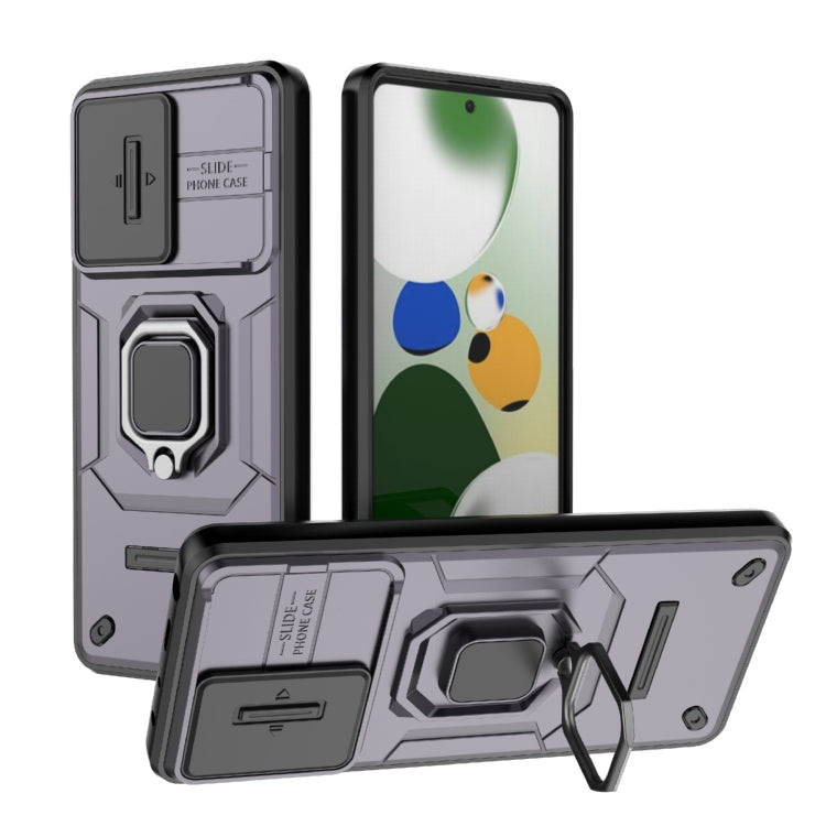 For Xiaomi Redmi Note 12 Pro 5G Global Sliding Camshield TPU + PC Shockproof Phone Case with Holder(Purple) - Xiaomi Cases by PMC TechLife | Online Shopping South Africa | PMC TechLife | Buy Now Pay Later Mobicred