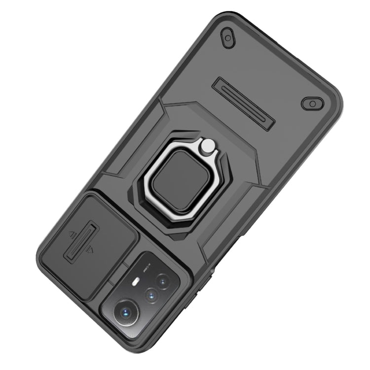 For Xiaomi Redmi Note 12S 4G Global Sliding Camshield TPU + PC Shockproof Phone Case with Holder(Black) - Xiaomi Cases by PMC TechLife | Online Shopping South Africa | PMC TechLife | Buy Now Pay Later Mobicred