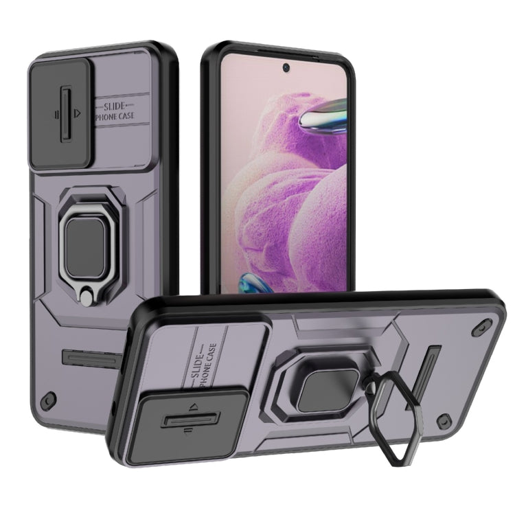 For Xiaomi Redmi Note 12S 4G Global Sliding Camshield TPU + PC Shockproof Phone Case with Holder(Purple) - Xiaomi Cases by PMC TechLife | Online Shopping South Africa | PMC TechLife | Buy Now Pay Later Mobicred