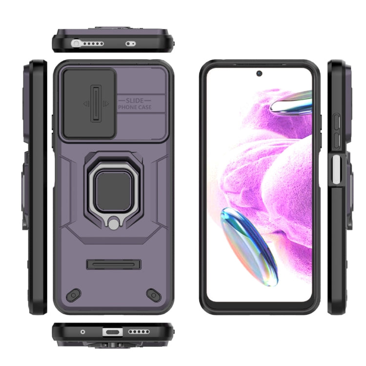 For Xiaomi Redmi Note 12S 4G Global Sliding Camshield TPU + PC Shockproof Phone Case with Holder(Purple) - Xiaomi Cases by PMC TechLife | Online Shopping South Africa | PMC TechLife | Buy Now Pay Later Mobicred