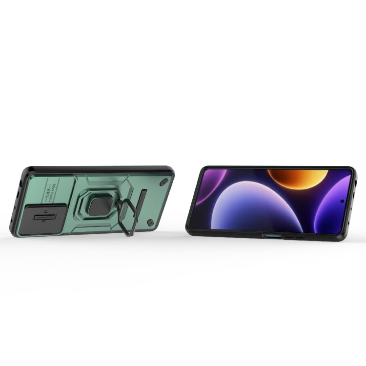 For Xiaomi Redmi Note 12 Turbo 5G Sliding Camshield TPU + PC Shockproof Phone Case with Holder(Green) - free shipping - PMC TechLife - Order now!